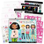 Fashion Angels I Love Fashion Sketch Portfolio for Kids - Fashion Design Sketch Book for Beginners, Fashion Sketch Pad with Stencils and Stickers for Kids 6 and Up