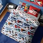 K Collection Sneaker City Duvet Cover - Hi Top Trainers Sneaker Design - Reversible Bedding Set - Double Duvet Cover and Pillowcase Set