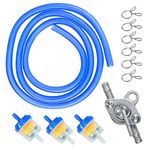 HOLATO Gas Fuel Line Hose Clamps Fuel Filters with Inline Shut Off Valve Petcock Set for 50cc 70cc 90cc 110cc 125cc 150cc Taotao Coolster Apollo Baja Chinese ATV Moped Scooter Dirt Bike Go Kart Blue