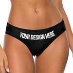 Ayambetus Custom Women's G-Strings & Thongs with Photo Text Personalized Name Women Bikini Panties Customized Sexy T Back Underwear Christmas Valentine's Day Gifts for Woman Girlfriend Wife Size-S