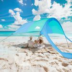 Teabelle Beach Sun Shade Shelter, Blue Large Camping Tent Canopy with UPF50+ Protection, Outdoor Summer Pop Up Umbrella with Support Pole for Sand Lawn Camping Fishing Outdoor Activities