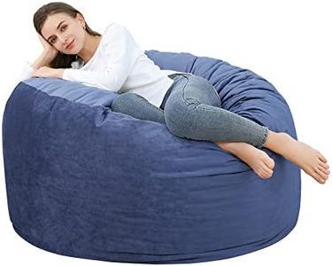 4 Foot Bean Bag Chair,Memory Foam Big Bean Bag for Adults, Big Sofa with Fluffy Removable Microfiber Cover Blue 4'