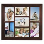 Malden International Designs Berkeley Beveled Edge Wood 7-Opening 4 x 6" Collage Walnut Picture Frames