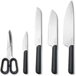 Caraway 5 Piece Knife Set - Premium German Steel Blade Kitchen Knives - Ergonomic Handles - No Microplastics - Charcoal