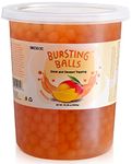 BREXONIC Popping Boba Pearls Bursting Tea Balls Drink & Dessert Topping Strawberry Mango Blueberry Passion Fruit Flavored Bubble Tea Tapioca Pearls (Mango, 2 LB 1 Pack)