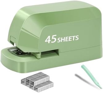 Electric Stapler for Desk, 45 Sheet Capacity Automatic Stapler Desktop, Office Staplers Electric, AC Operated Staplers Heavy Duty Office Use with 1,000 Staples & Staple Remover, Saga Green