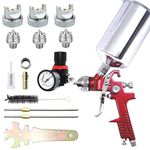 HVLP Gravity Feed Spray Gun: Gravity Feed Air Spray Gun with 1.4mm 1.7mm 2.0mm Nozzles, Professional Air Spray Paint Kits with 1000cc Aluminum Cup & Air Gauge for Auto Paint, Primer, Clear/Top Coat