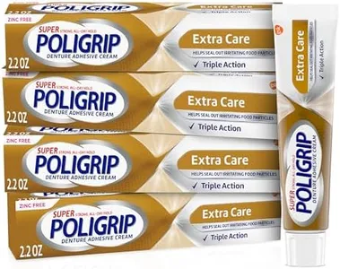 Super Poligrip Extra Care Denture Adhesive Cream, Zinc Free Denture Cream - 2.2 Ounce (Pack of 4)