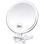 MIYADIVA Magnifying Mirror, 30X Hand Mirror with Handle,Magnifying Makeup Mirror with Double Side 30X/1X Magnification Travel Makeup Mirror, Handheld Mirror Use for Plucking Eyebrows