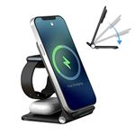 Wireless Charger, Foldable 3 in 1 Wireless Charging Station, Fast Wireless Charger Stand for iPhone15/14/13/12/11/Pro Max/X/XS/XR/8 Plus, Apple Watch 9/8/7/SE/6/5/4/3/2, Air Pods 3/Pro/2