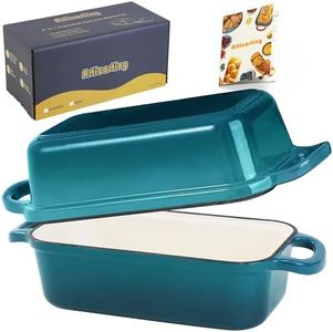 Articasting Cast Iron Bread Loaf Pan with Lid, Loaf Pans for Baking Bread 9x5, 2 in 1 Enameled Bread Pans for Homemade Bread, Sourdough, Teal