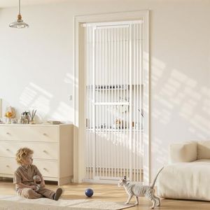 Extra Tall Cat Gate 51"-87" Height Adjustable Pressure Mounted 4 Extensions