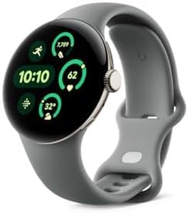 Google Pixel Watch 3 (41 mm) - Android smartwatch with Heart Rate Tracking, Advanced Running from Fitbit, Fitness Insights, 24-Hour Battery - Champagne Gold Aluminium case - Hazel Band - Wi-Fi