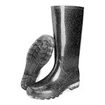 Jesindr Wellies Womens, Waterproof Knee-High Glitter Wellington Boots Women, Non Slip Tall Wide Calf Rubber Welly Boots, Outdoor Work Garden Shoes Ladies Rain Boots