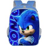 Bonamana Sonic The Hedgehog 3D Printed Children's School Backpack for Kids Travel Rucksacks 16 Inch Book Bags Kids School Bag (Sonic The Hedgehog Blue)