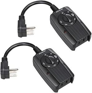 DEWENWILS Outdoor Light Timer Dusk to Dawn, Weatherproof, Plug in Timer for Garden Holiday String Light, 10A, UL Listed, 2 Pack