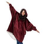 THE COMFY Original | Oversized Microfiber & Sherpa Wearable Blanket, Seen On Shark Tank, One Size Fits All (Burgundy)