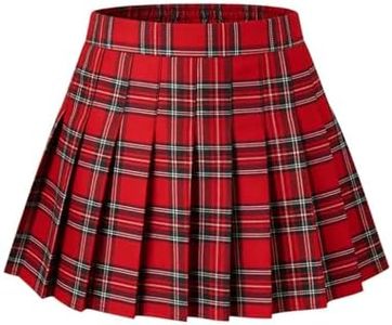 Girls Plaid Mini Skirt Pleated Skirts with Shorts High Waisted Tennis Outfit Red Plaid Skorts Girls Cheer Uniform Size 10