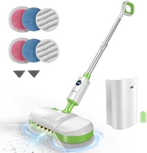 AlfaBot Cordless Electric Mop for Floor Cleaning, Dual Spin Mop with LED Headlight /Water Spray/Self-Propelled,Clean up to 2700 ft²,Rechargeable Scrubber Mops with Big Water Tank for Multi Floors…