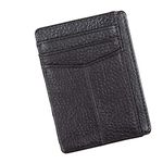 Le'aokuu RFID Real Leather Minimalist Slim Wallet Front Pocket Credit Card Case (Rfid W10922 Black)