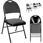 Nyxi Folding Chairs Premium Quality with Padded Fabric or PVC Seats, Metal Frame, Foldable Chair Home Office Dinning, Heavy Duty, Multi-Purpose Indoor & Outdoor (Grey Fabric, 1 X Chair)