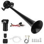 Brynnl 12V 125db Air Horn, 45cm Zinc Alloy Single Trumpet Truck Air Horn with Compressor Air Horns Kit Speaker Trumpet Super Loud Any 12V Vehicles Trucks Lorrys Trains Boats Cars