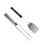 Grillight Premium Stainless Steel BBQ Tool Set with Attached LED Grilling Lights, Extra Long Barbecue Utensils with 2 Removable Torch Light Accessories Built into Each Handle; Kit includes Professional Grade Grill Tongs and Turner