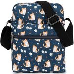 Leaper Cute Cat Messenger Bag Small Canvas Crossbody Bag and Purse Set for Girls Women (SD15-Dark Blue)