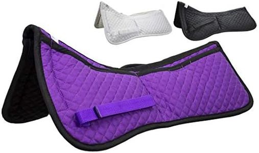 Derby Originals Contoured Correction All Purpose Quilted English Half Saddle Pad with Therapeutic Removable Support Memory Foam Pockets for All Disciplines