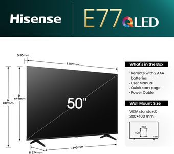 Hisense 50" 4K QLED Smart TV – Ultra HD HDR Display