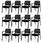 Giantex Reception Room Chair Set - 12-Pack Waiting Room Chairs, Mesh Back Stacking Chairs with Metal Frame & Padded Seat, Lobby Chairs, Guest Chairs with Armrests, Office Chairs No Wheels Set of 12