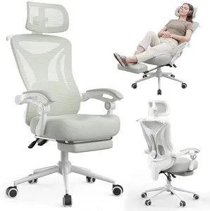 Ergonomic Office Chair with Footrest - Adjustable Lumbar Support & Headrest, 90-160° Reclining Mesh Back Computer Chair - Home Office/Gaming, 330lbs Capacity (SGS Certified)