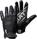 Battle Sports Triple Threat Wide Receiver Gloves - Adult & Youth Football Gloves - Ultra Stick Gloves - Youth Large, Black
