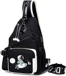 Sling Bag for Teen Boys, Luminous Chest Pack Waterproof Travel Shoulder Backpack (Space Rocket)