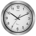 Youshiko Radio Controlled Wall Clock (Official UK & Ireland Version), Premium Quality, Silver, Aluminium Case 30cm, / 12-Inch Diameter, Home/Kitchen/Office/School Clock, Easy to Read