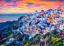 Santorini Island Jigsaw Puzzles for Adults 1000 Piece Aegean Sea Jigsaw Puzzles for Adults Gifts