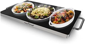 NutriChef Large Electric Warming Tray -20" x 12" Hot Plate -Ideal for Buffets, Restaurants, Parties, and Home Dinners -Glass Top Keeps Food Hot - Perfect for Events -Black -Heat your food up to 203°F.