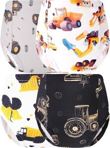 BliBliTaTa Boys Training Underwear Pants 4-Pack Toilet Potty Underpants Cotton Absorbent Padded Reusable Leak Resistant Feel Wet For Toddler Baby 6 Excavator Tractor