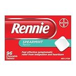 Rennie Indigestion and Heartburn Relief Spearmint 96 Chewable Tablets