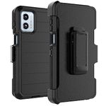 Takfox Moto G 5G 2023 Case, for Motorola G 2023 5G Belt Clip Holster Phone Case with [Built-in Screen Protector] Kickstand Protective Rugged Heavy Duty Shockproof Dustproof Cover-Black/Black