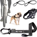 BIKE AND DOG - Dog leash and dog harness for bicycle, harness with side rings, includes 2 bicycle straps. Patented. (Black, Leash-harness S)