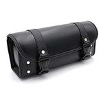 evomosa Universal Motorcycle Bag PU Leather Motorbike Saddle Bag Storage Tool Pouch Roll Barrel Bag,Black