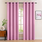 MIULEE Pink Blackout Curtains for Living Room 2 Panel Set, Premium Eyelet Curtains for Bedroom, Thermal Insulated Window Curtains Drapes, Black Out Curtains 90 Drop, Each Panel 46 x 90 Inches