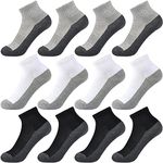 Kids Ankle Socks Boys Cushioned Athletic Crew Socks 12 Pairs Girls Cotton Quarter Socks Sports Children (BWG Set 02, M)