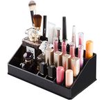 INOVERA (LABEL) 16 Compartment Cosmetic Display Cases Makeup Jewelry Lipstick Storage Organizer Holder Box, 21.2L x 12.5W x 7.8H cm. (Black) (Plastic)