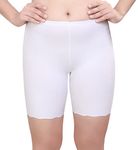 PLUMBURY® Women's/Girl's Seamless Smooth Ice Silk Boyshort Cycling Shorts Yoga Shorts Under Skirt Shorts Safety Shorts, White