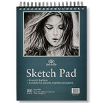 100 Sheets 9x12" Smooth Sketch Pad for Drawing - Spiral Bound Sketch Book for Drawing & Sketching 70lb - Drawing paper pad for Adults, Kids & Artists - Acid-Free Pads for Pencil, Pen, Marker