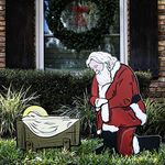 Kneeling Santa Outdoor Nativity Set | Weatherproof Santa Nativity Scene for Yards