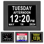 Digital Day Calendar Clock with Day and Date Time for Elderly-Large Display Dementia Clocks for Senior-Large Number Digital Clock with 12 Alarm Options,Auto-Dimming