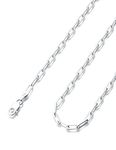 925 Sterling Silver Paperclip Lobster Clasp Chain 4mm Necklace for Women Men Diamond Cut Silver Necklace Chain 16-30 Inches(16)